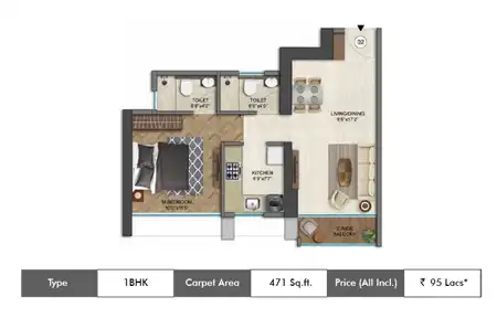 1 BHK 471 SqFt