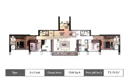 2+2 BHK 1268 SqFt